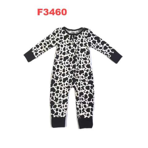 Cow Print Long Sleeve Romper