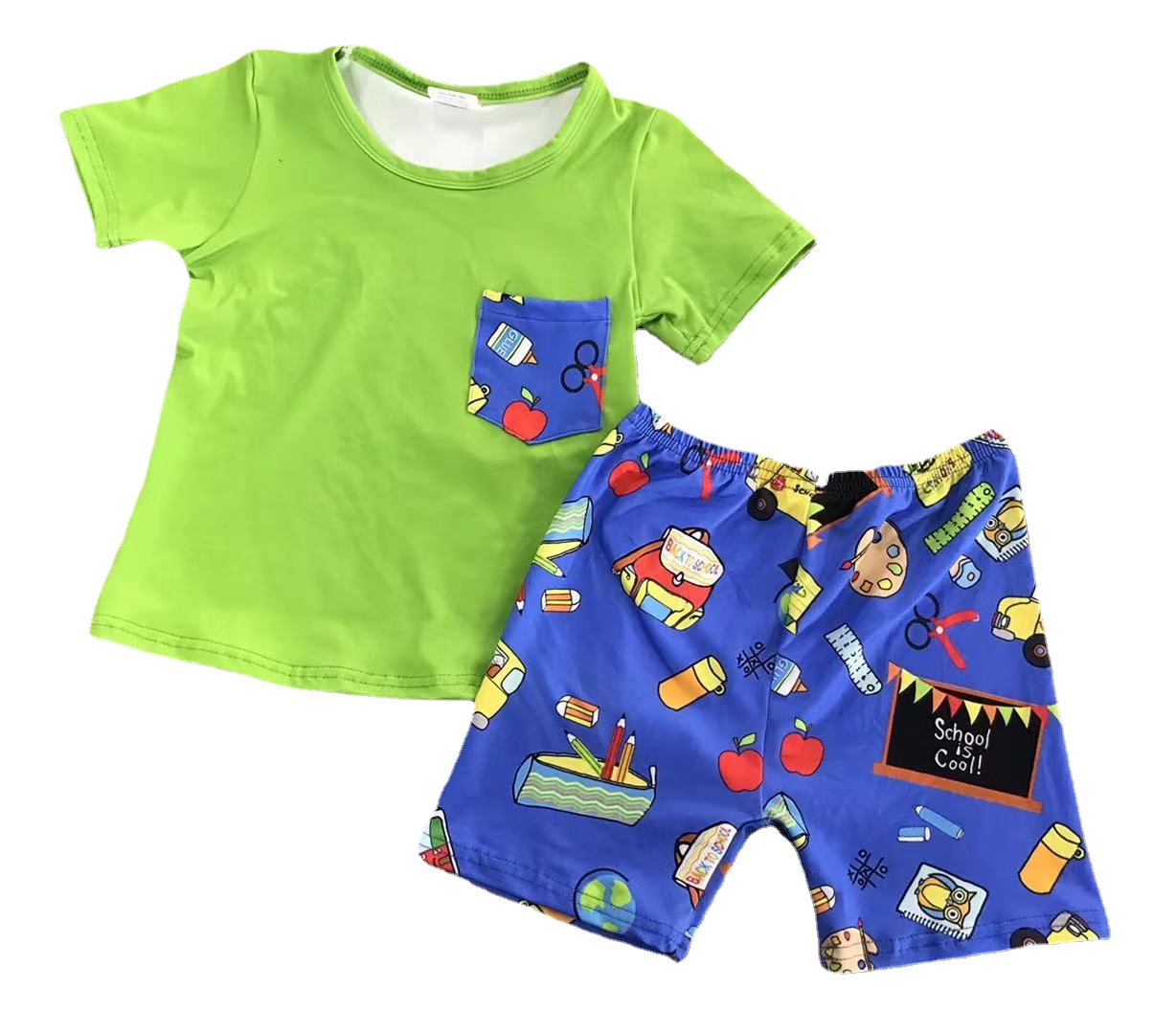 Children's Short Sleeve Top and Printed Shorts Set