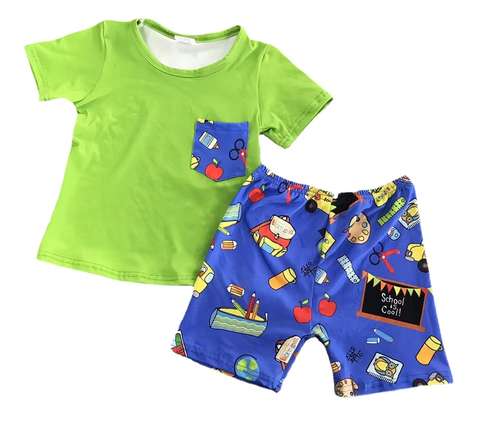 Children's Short Sleeve Top and Printed Shorts Set