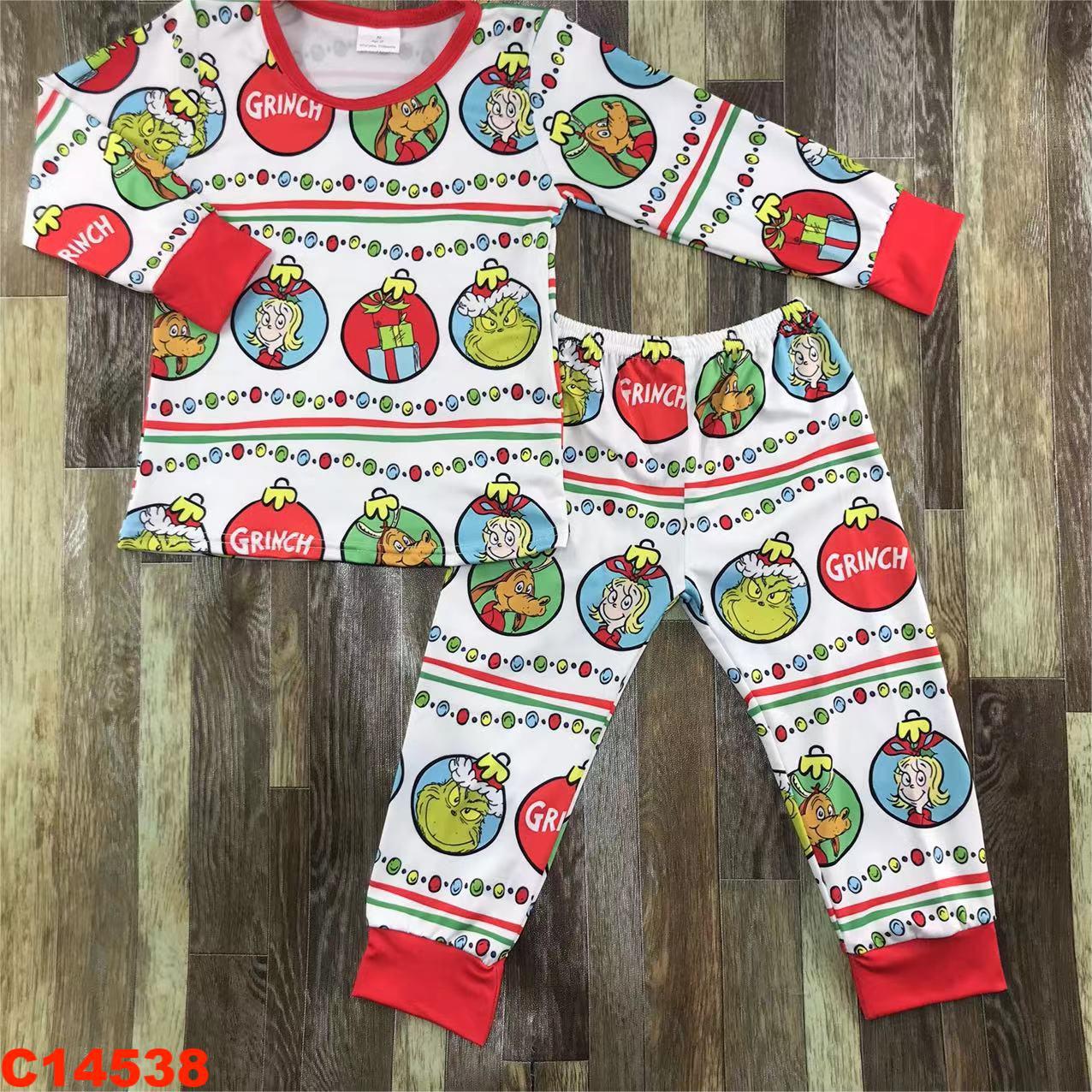 Grinch Themed Long Sleeve Pajama Set