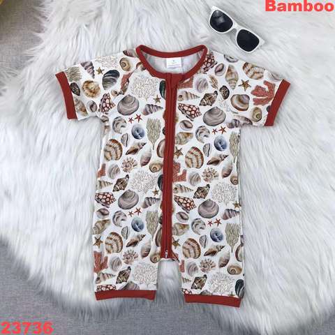 Seashell Printed Short Sleeve Baby Romper