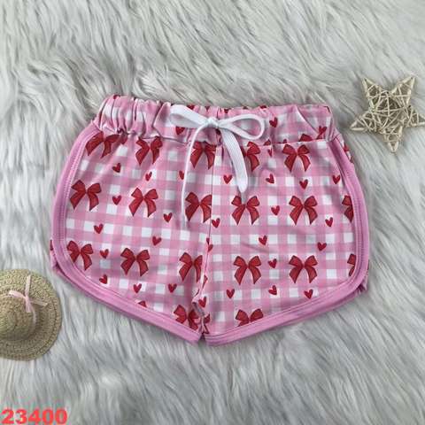 Pink Bow Printed Girls' Shorts