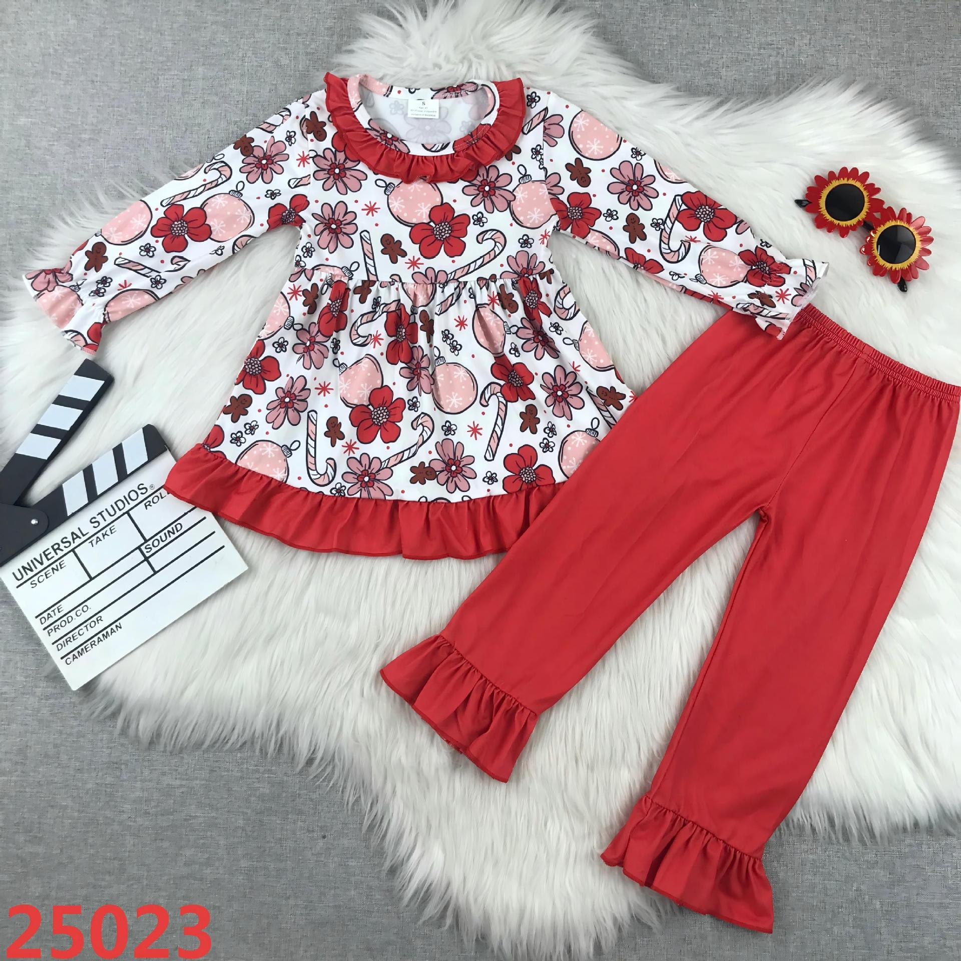 Floral Long Sleeve Top and Ruffle Pants Set