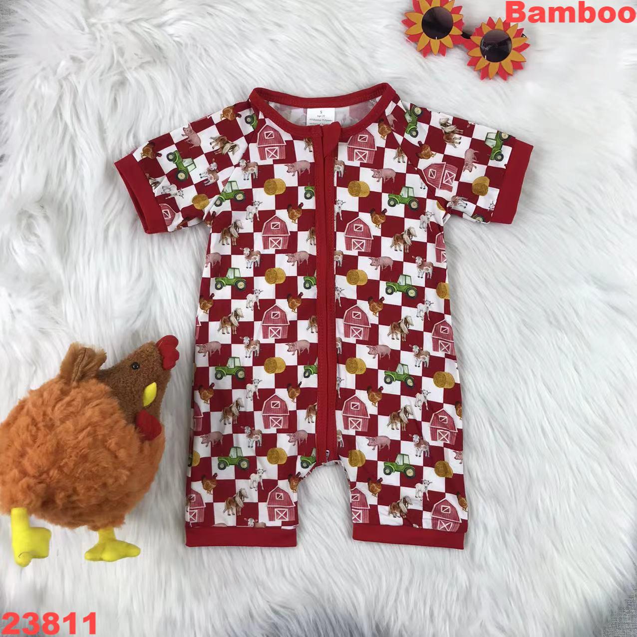 Farm-Themed Short Sleeve Romper for Babies