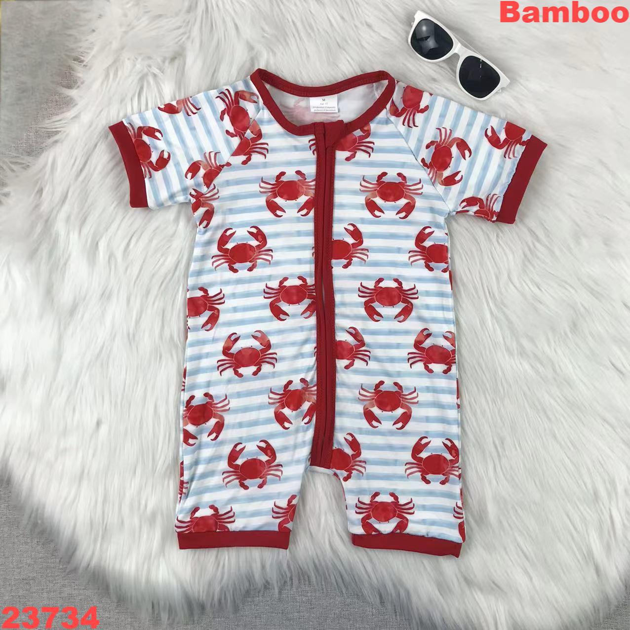 Crab Pattern Short Sleeve Romper