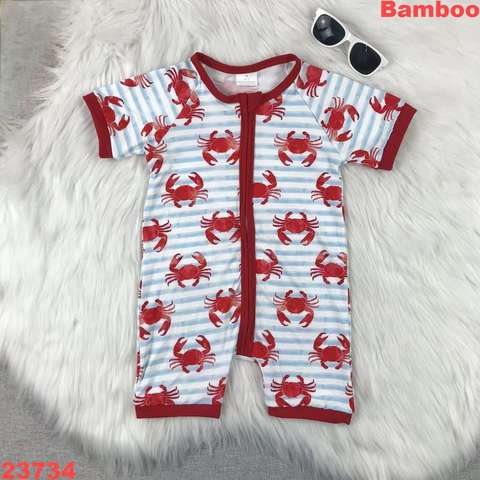 Crab Pattern Short Sleeve Romper