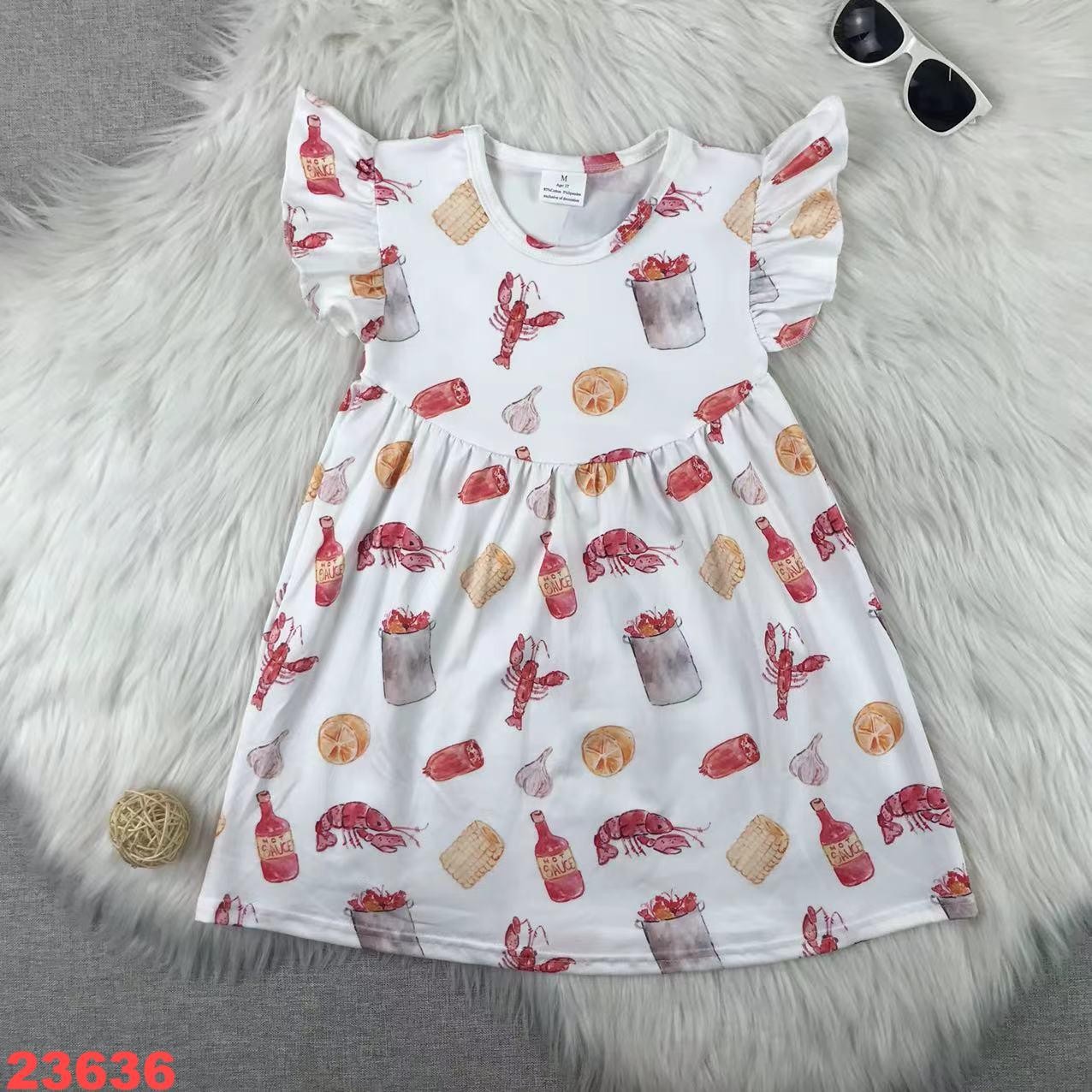 Kids' Lobster Print Summer Dress
