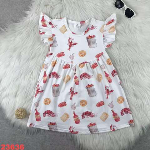 Kids' Lobster Print Summer Dress