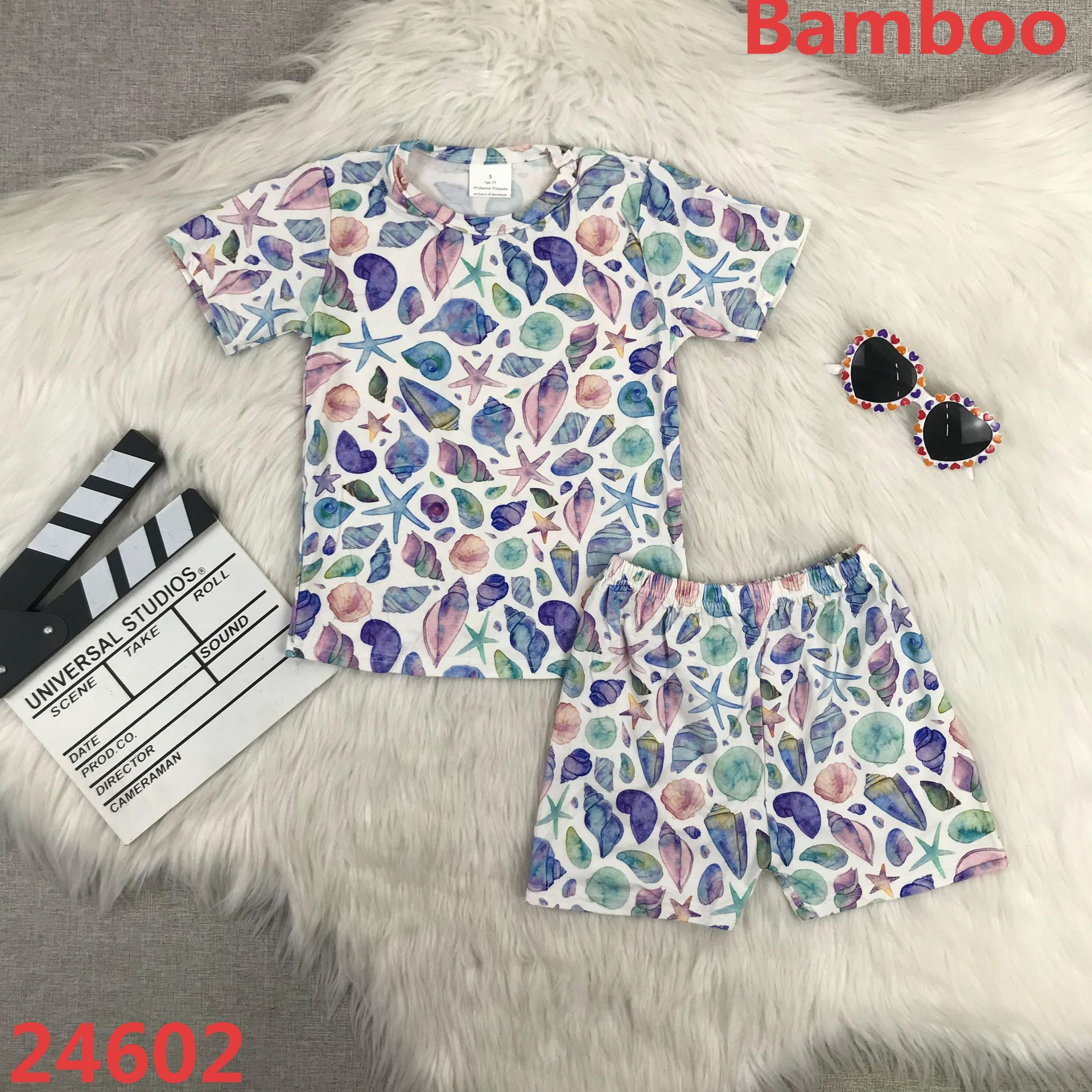 Bamboo Sea Shells Short Sleeve Set