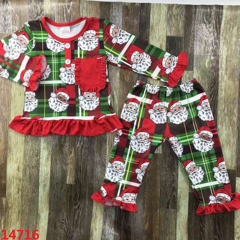 Santa-Themed Long Sleeve Pajama Set for Kids