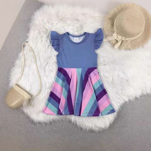 Girls' Flutter Sleeve Colorful Dress