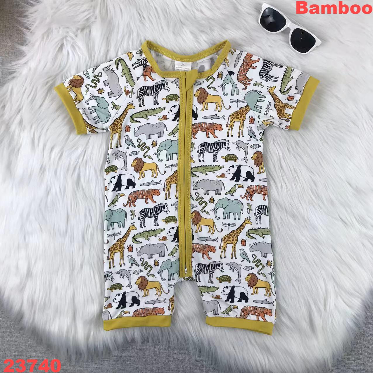 Animal Print Bamboo Short Sleeve Romper