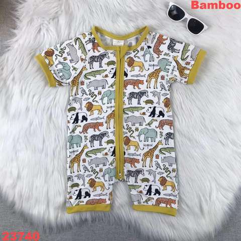Animal Print Bamboo Short Sleeve Romper