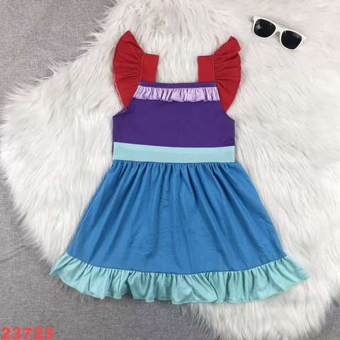 Colorful Ruffle Sleeve Dress for Girls