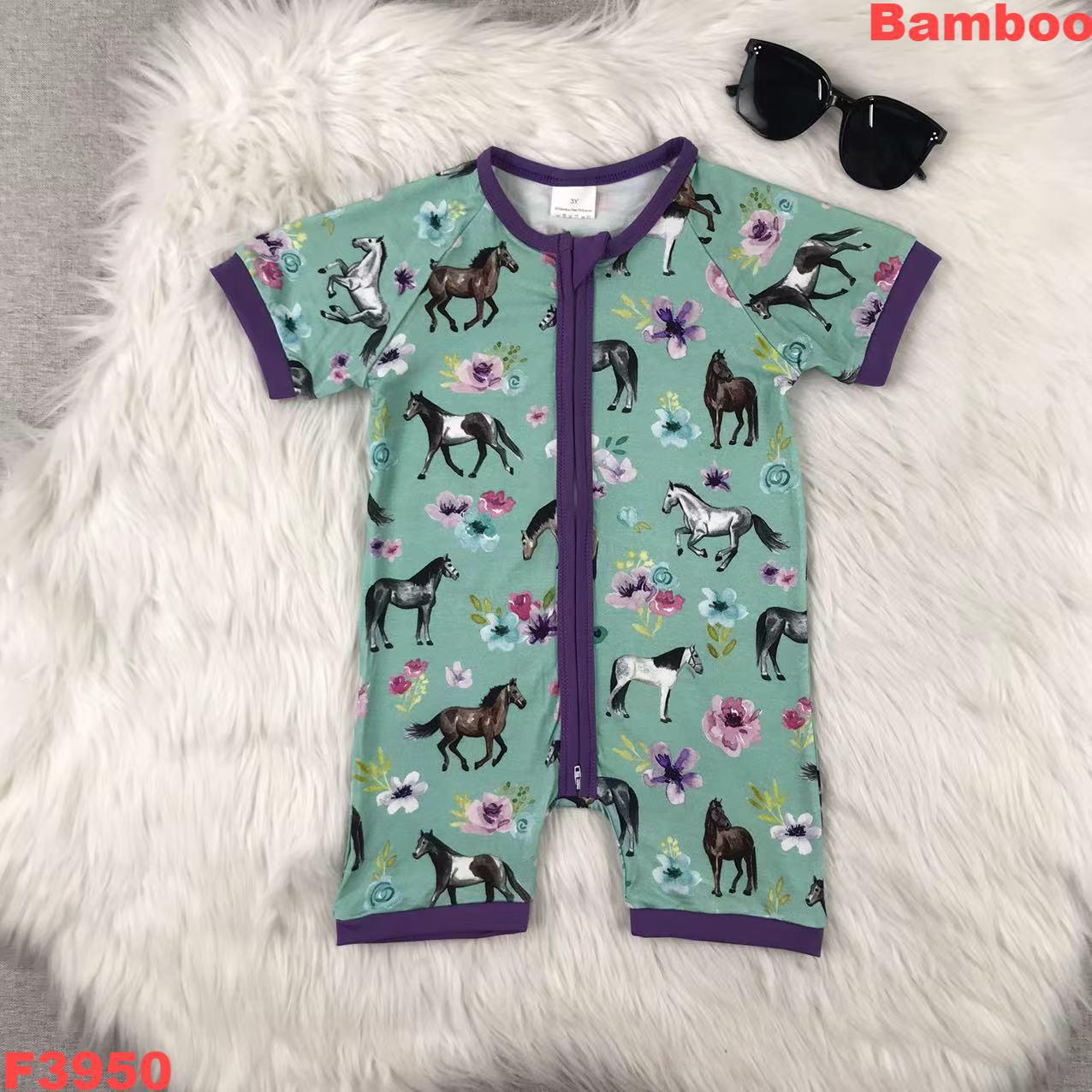 Floral Horse Print Short Sleeve Romper