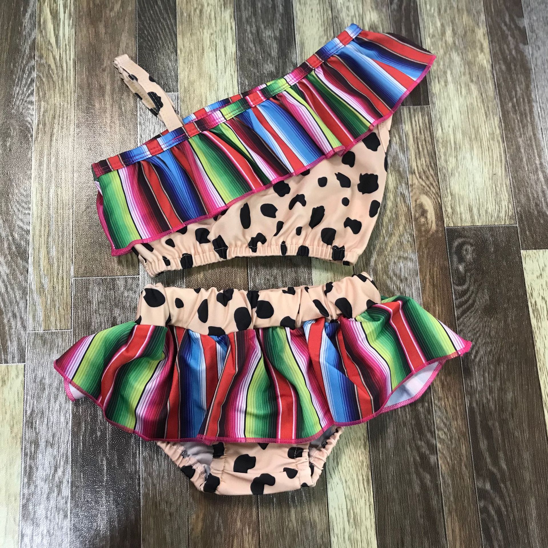 Colorful Off-Shoulder Two-Piece Set