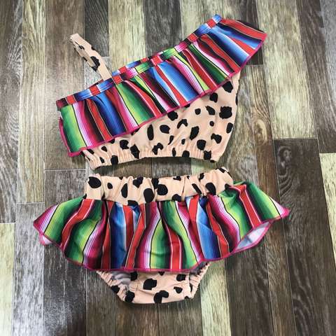 Colorful Off-Shoulder Two-Piece Set