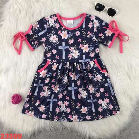Floral Cross Short Sleeve Dress