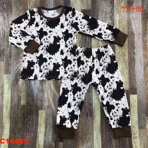Children's Cow-Print Long Sleeve Pajama Set