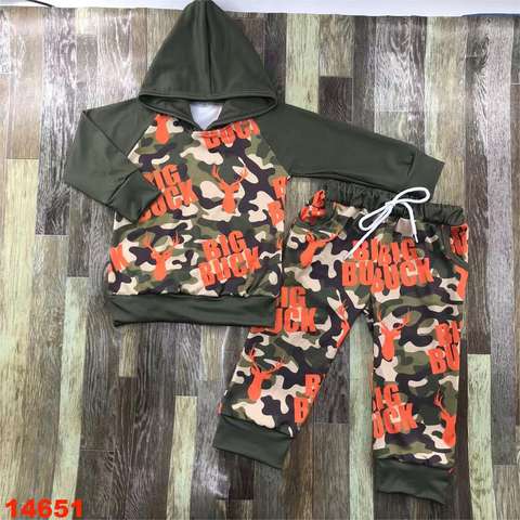 Camouflage Hoodie and Pants Long Sleeve Set