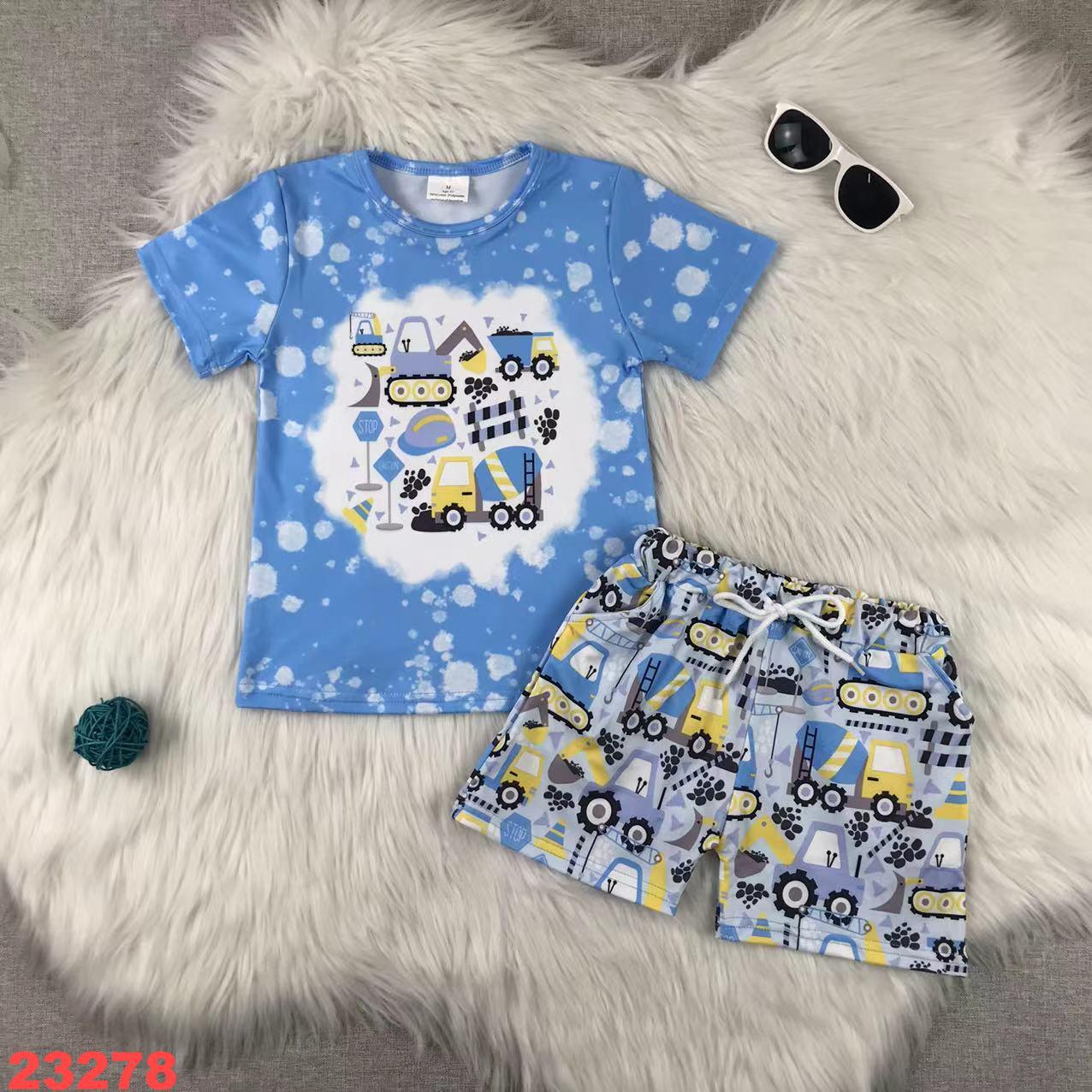Boys' Construction Print Short Sleeve and Shorts Set