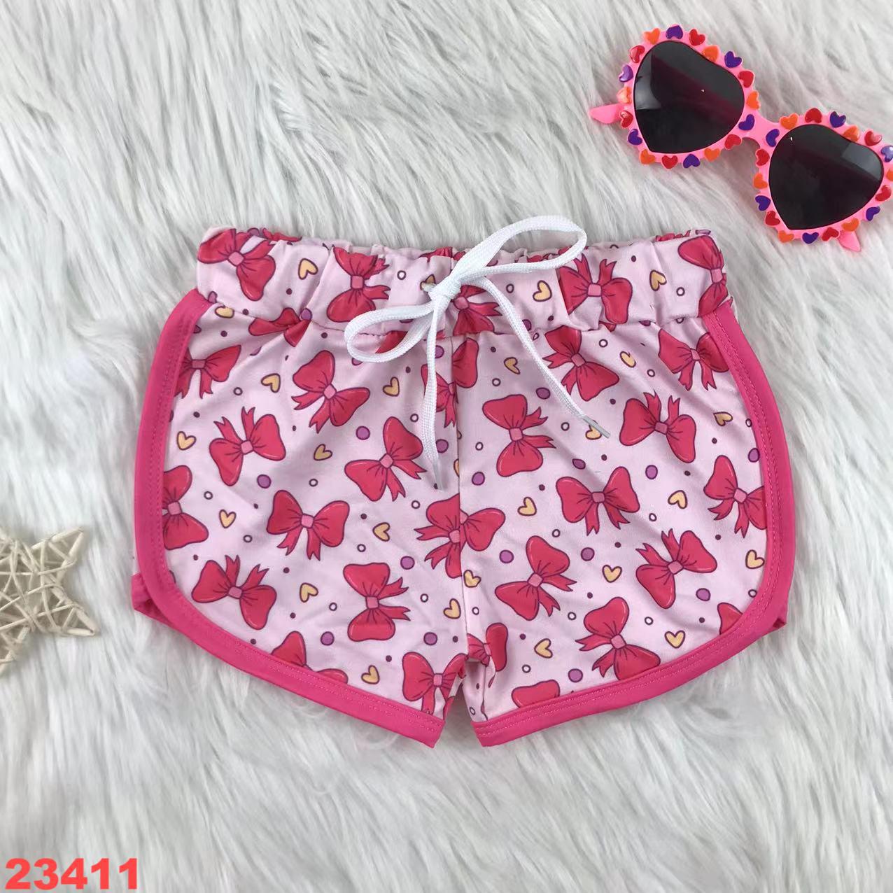 Pink Bow-Printed Shorts for Girls