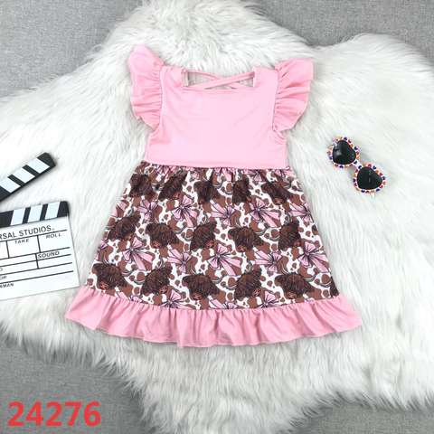 Pink Ruffled Dress with Printed Skirt