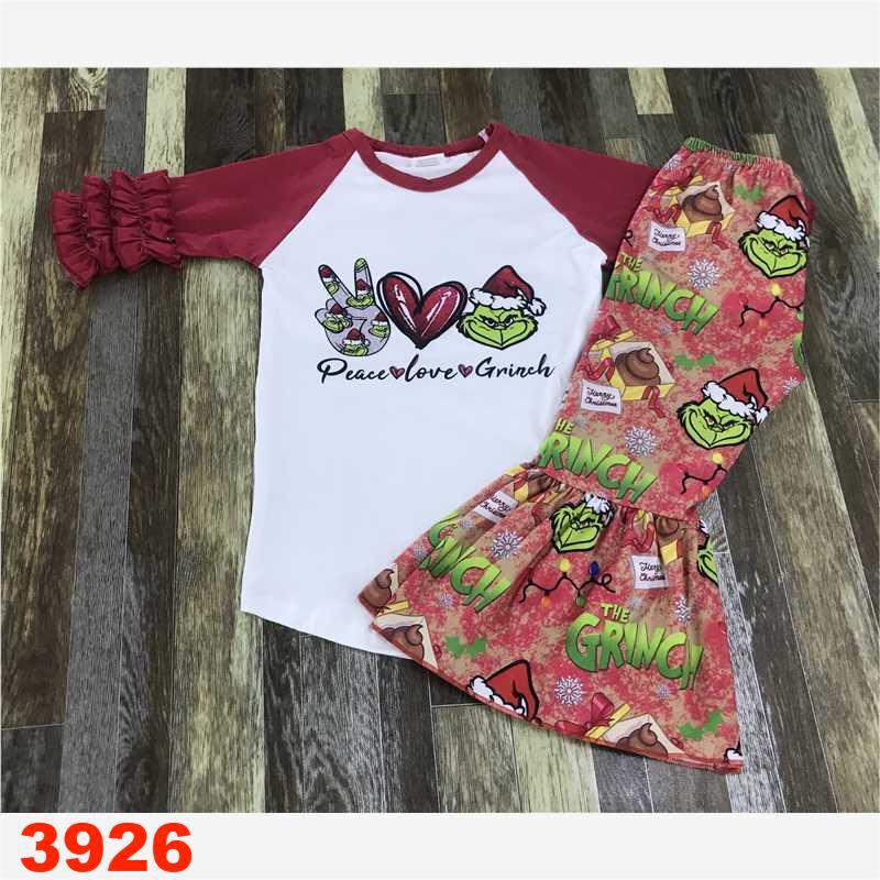 Girls' Long Sleeve Grinch-Themed Clothing Set
