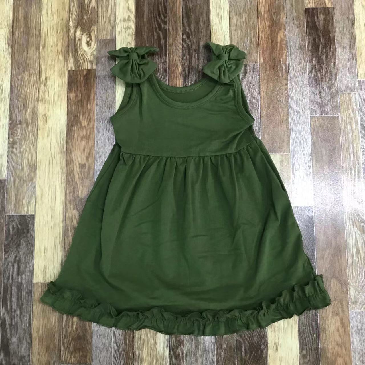 Sleeveless Ruffle Green Dress for Girls