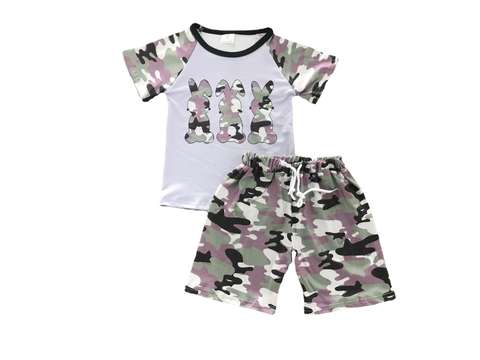 Children's Camouflage Bunny Short Sleeve Set