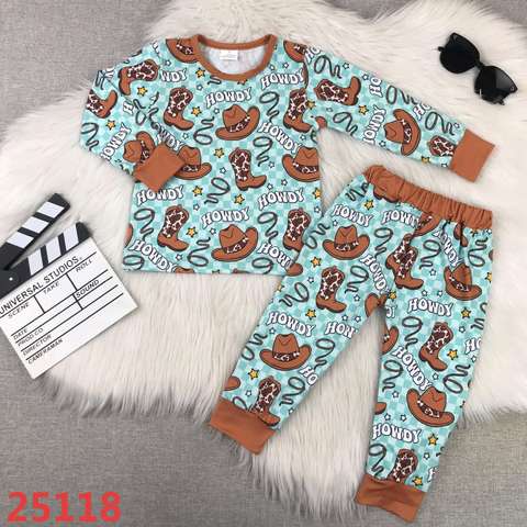 Kids Cowboy-Print Long Sleeve Set
