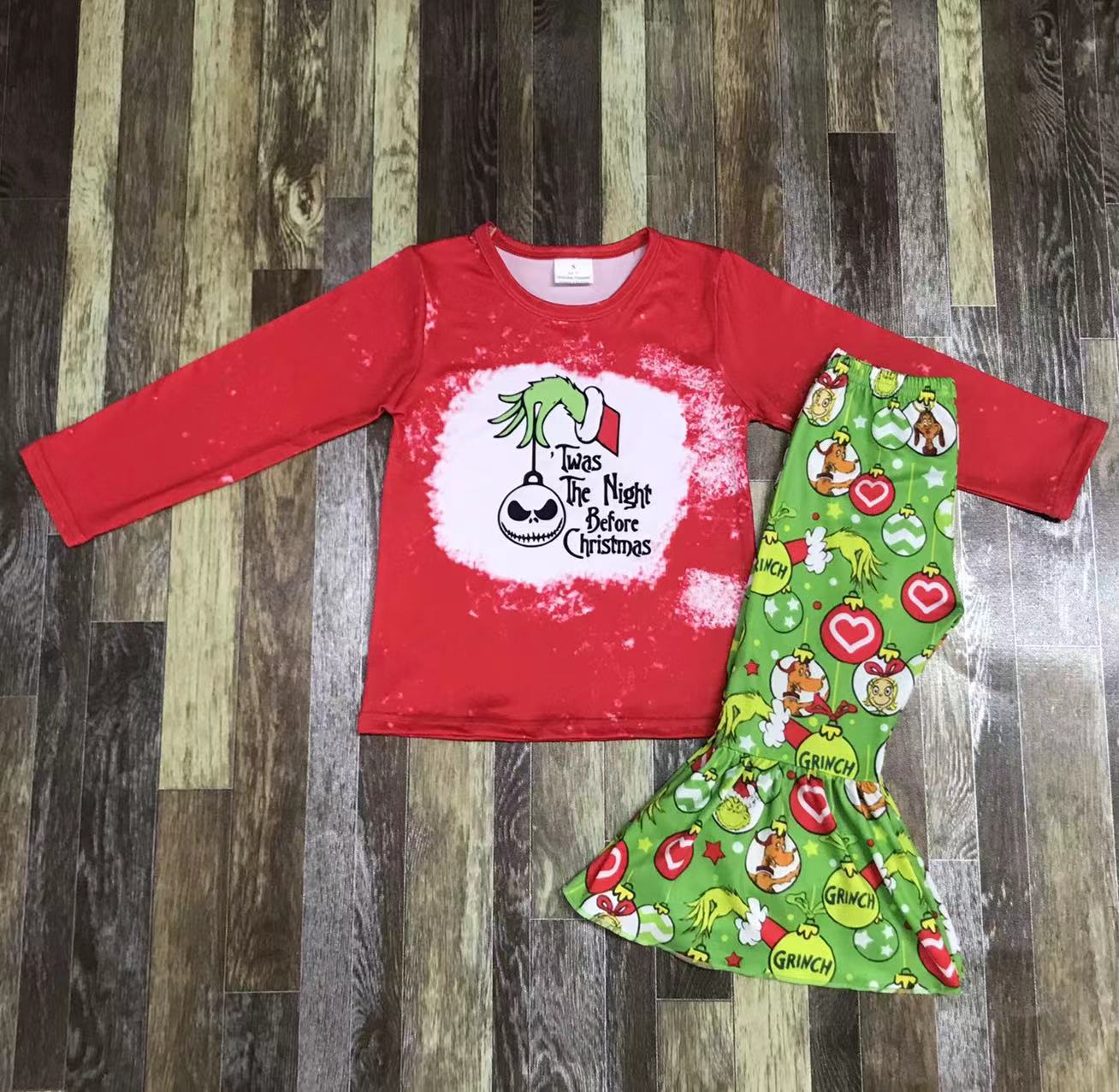 Christmas Themed Long Sleeve Set with Printed Pants
