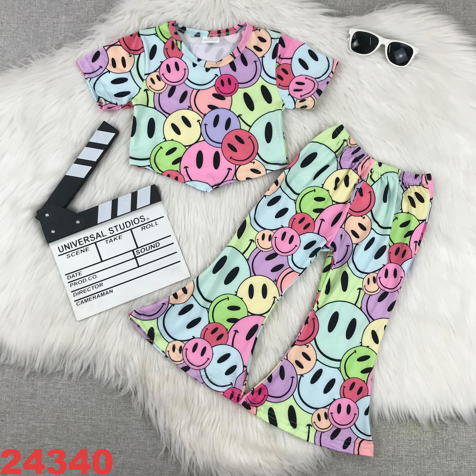 Colorful Smiley Face Short Sleeve Set