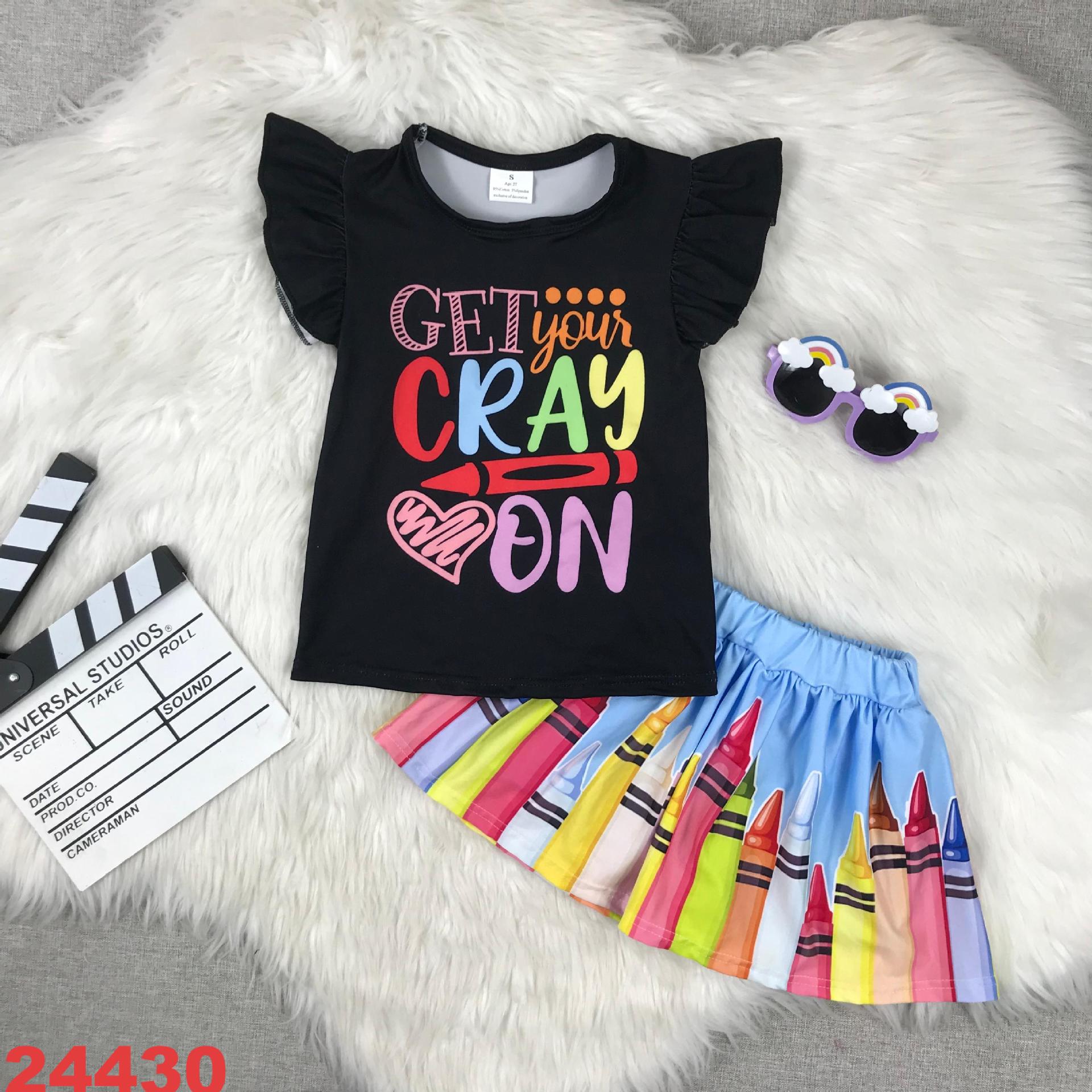 Crayon Themed Short Sleeve Set