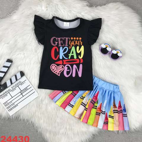 Crayon Themed Short Sleeve Set