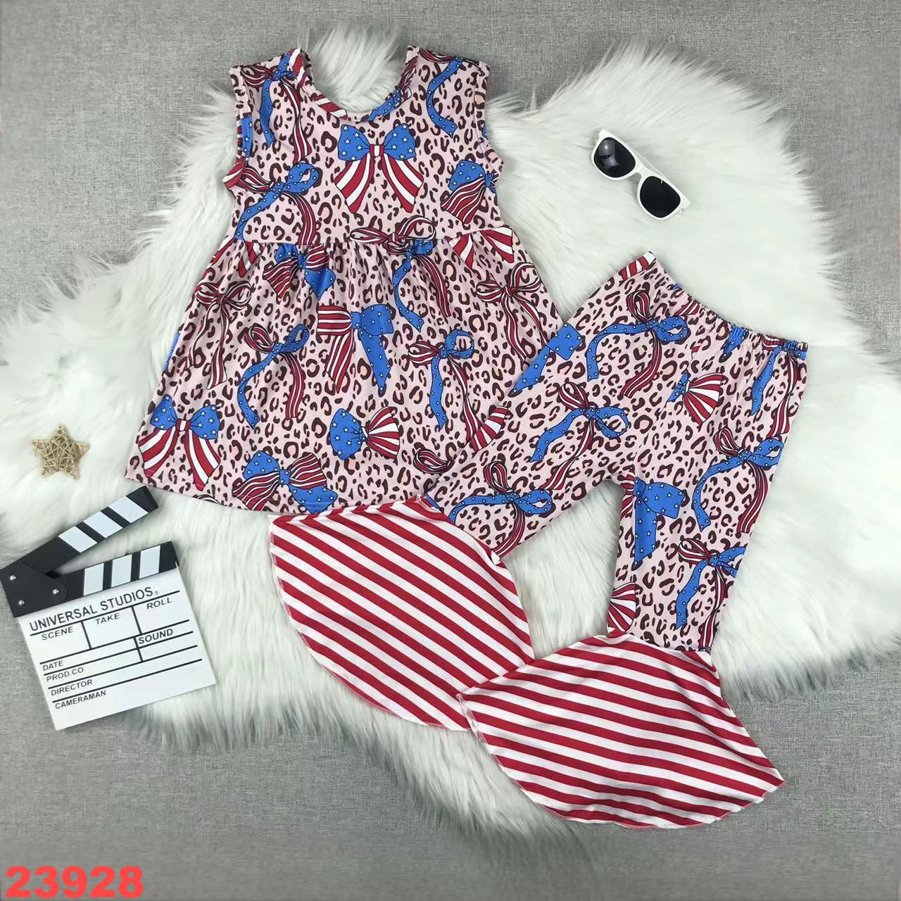 Patriotic Print Bell Bottom Long Sleeve Set
