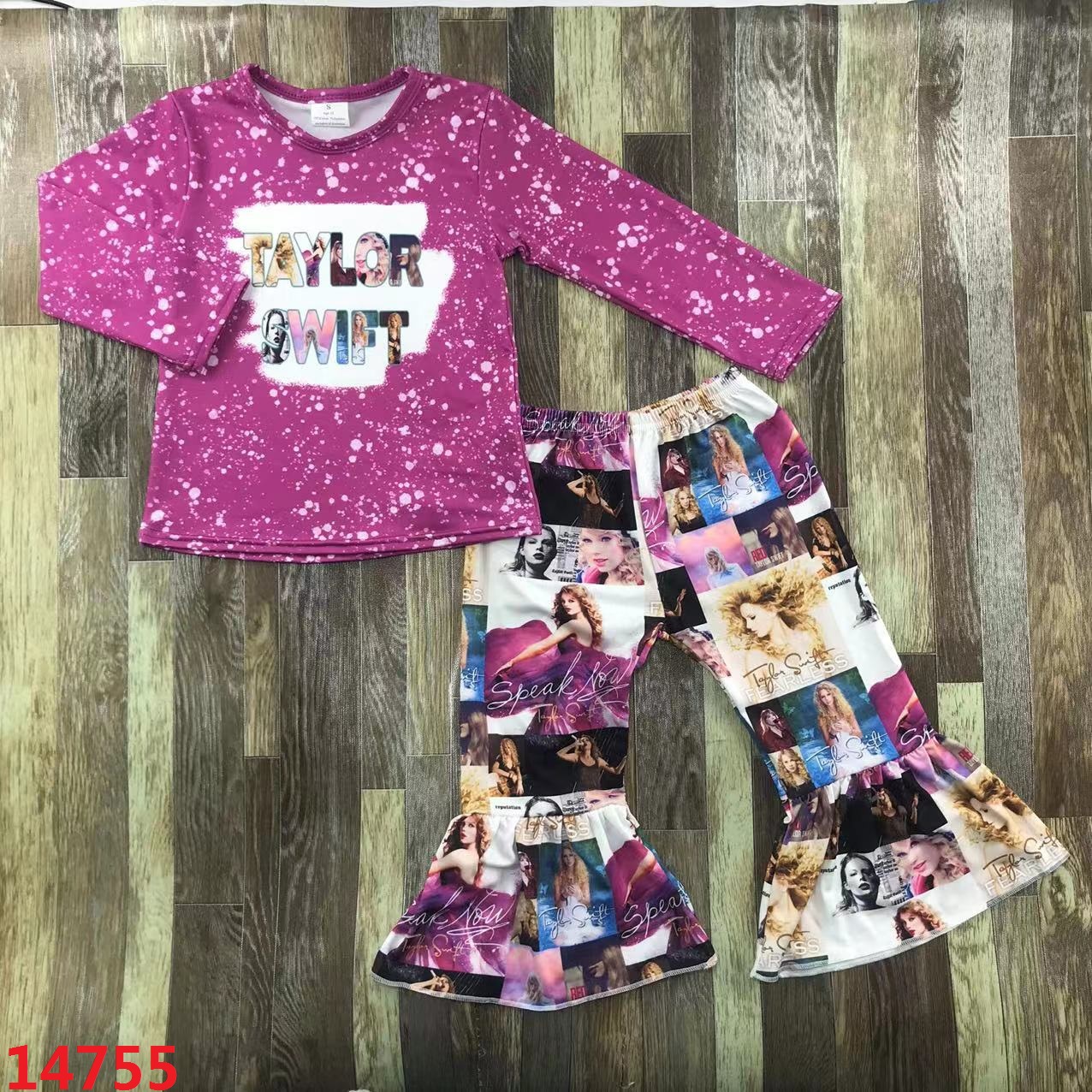 Taylor Swift Themed Kids Long Sleeve Set with Flared Pants