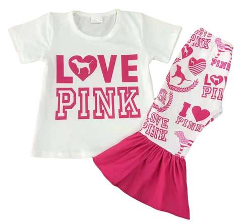 Girls' Love Pink Short Sleeve Outfit