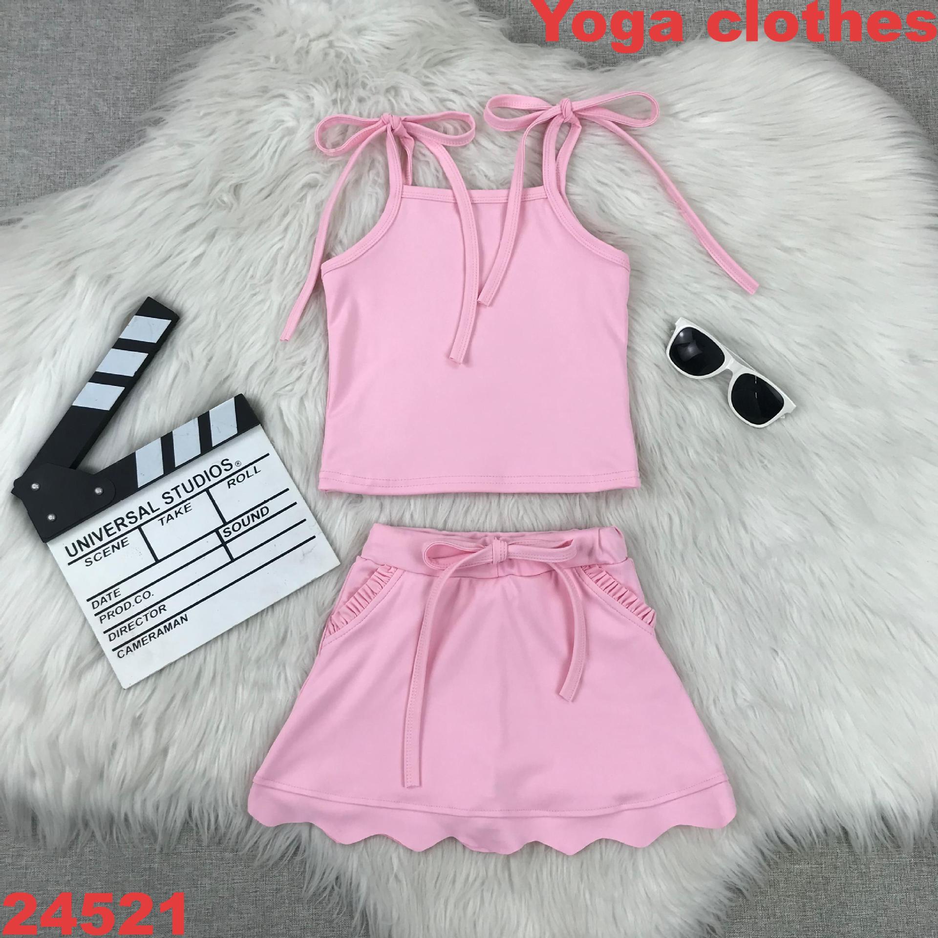 Girls' Pink Sleeveless Top and Skirt Set