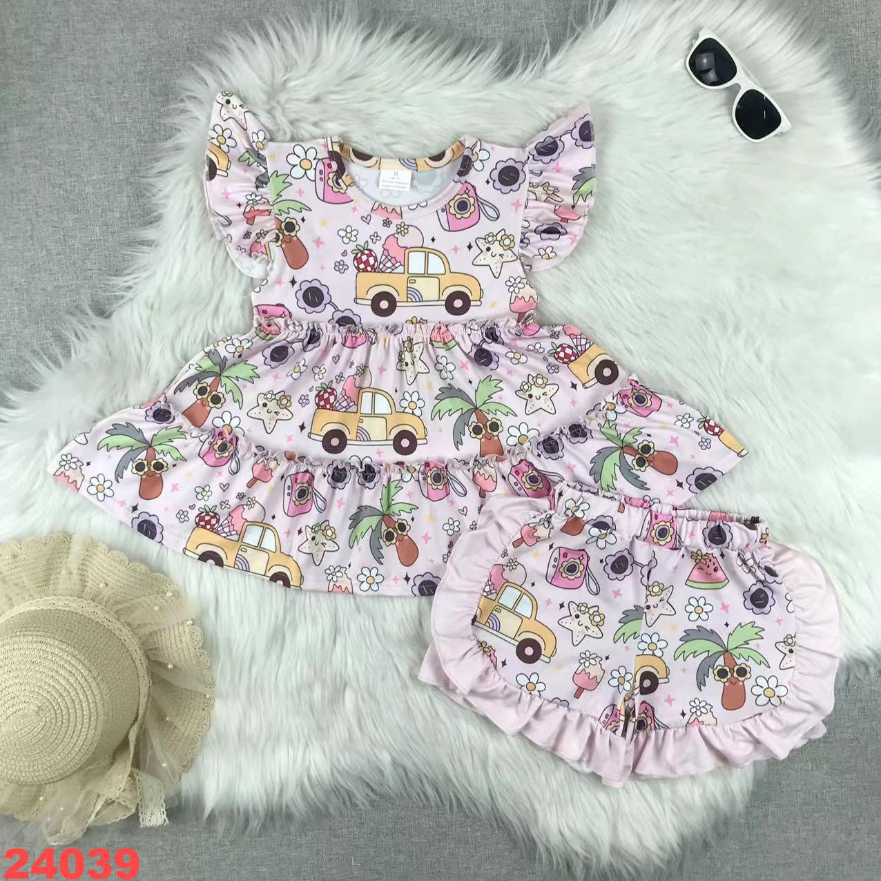 Kids' Summer Outfit - Printed Dress with Bloomers