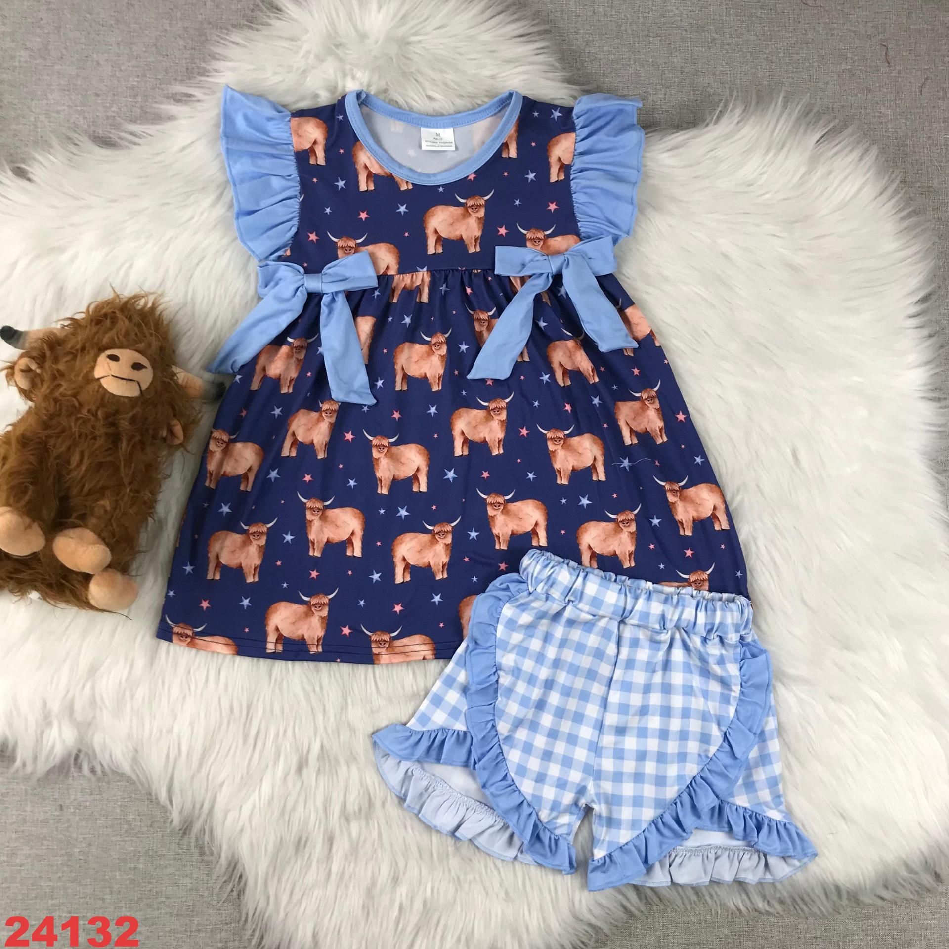 Girls' Summer Alpaca Short Sleeve Outfit Set