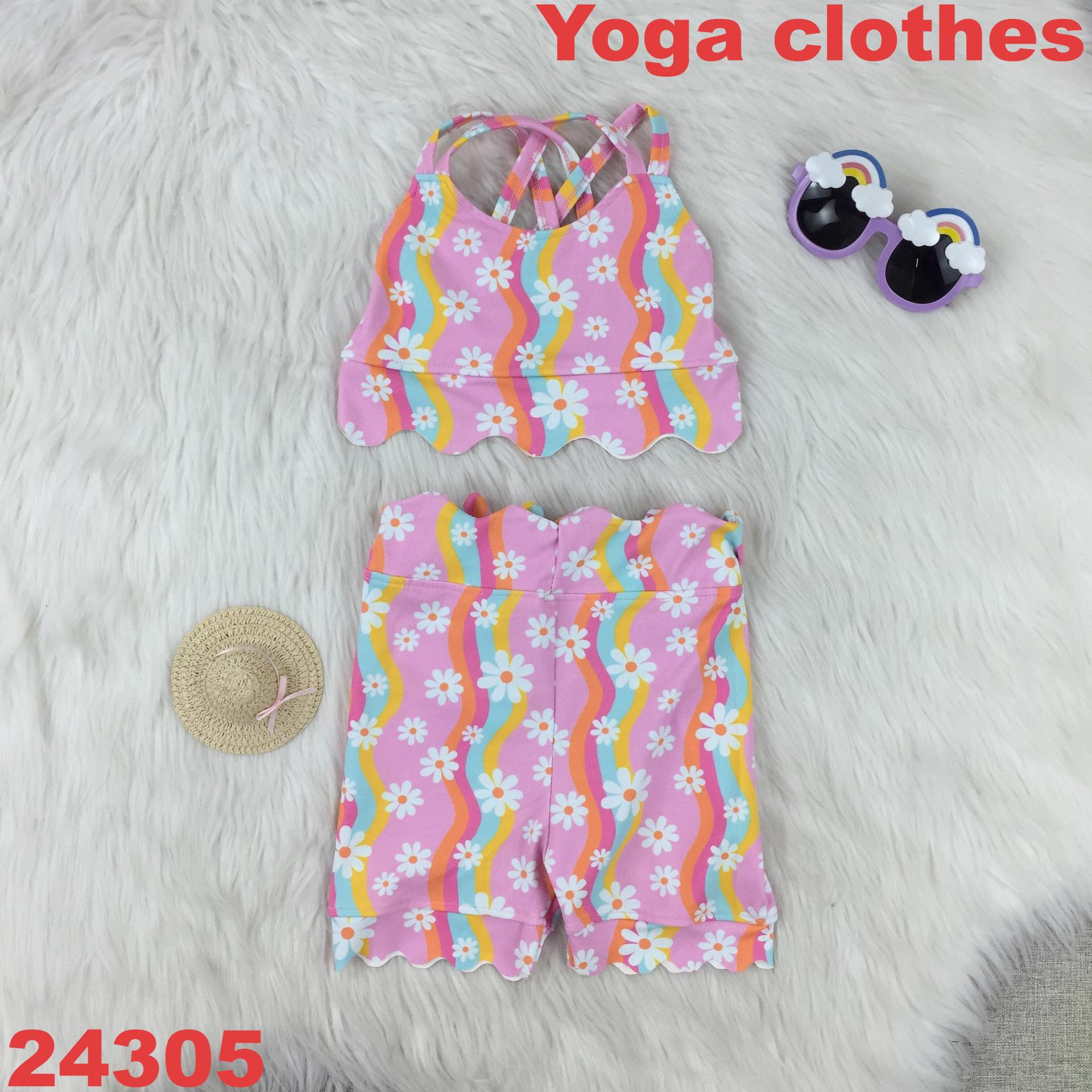 Kids' Floral Print Yoga Outfit