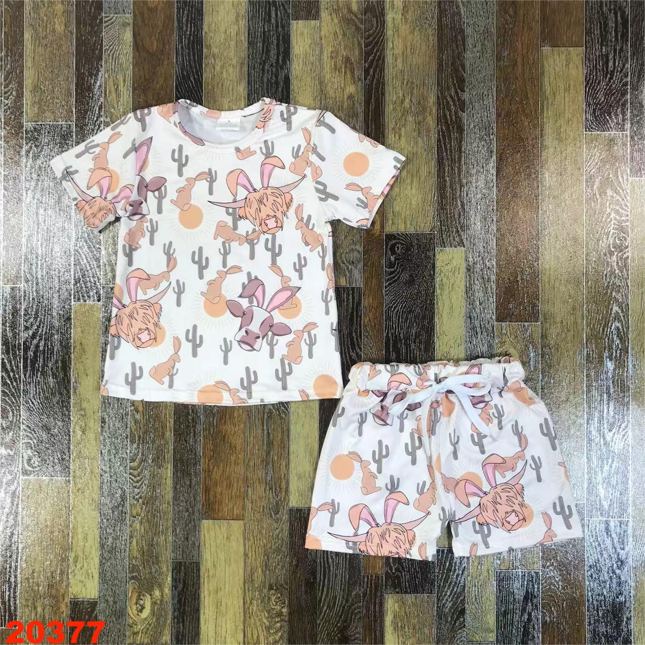 Children's Printed Short Sleeve Top and Matching Shorts Set