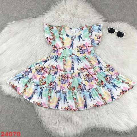 Colorful Cartoon Character Printed Dress