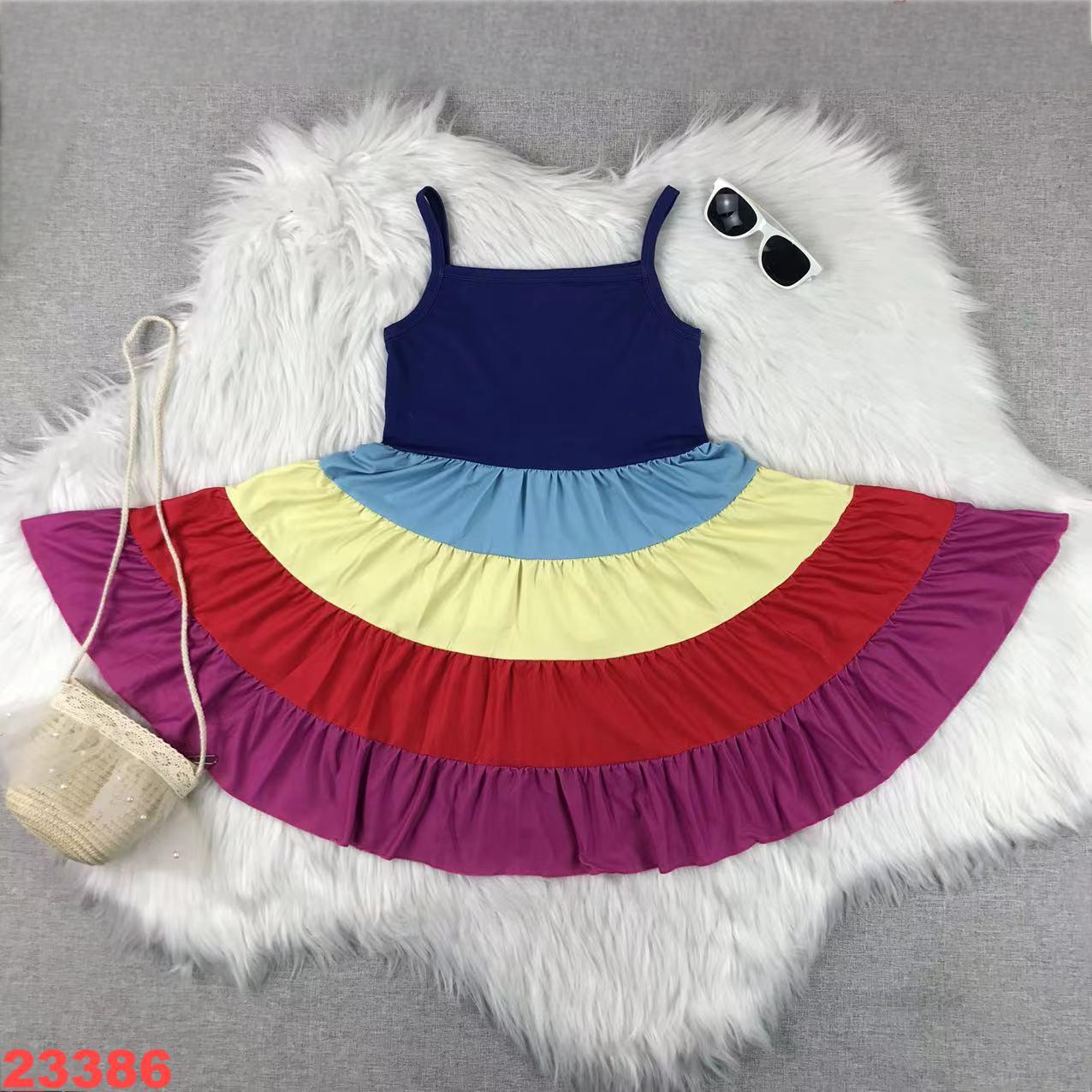 Rainbow Layered Spaghetti Strap Dress