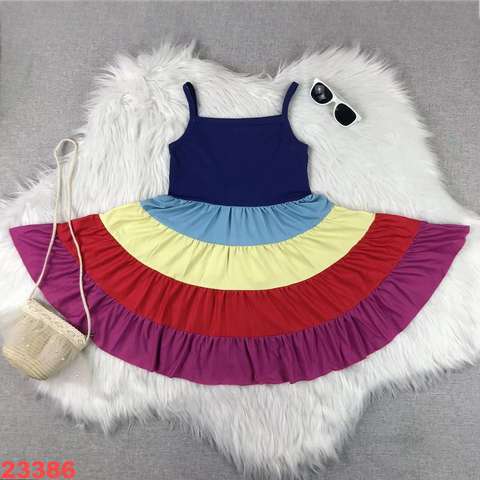 Rainbow Layered Spaghetti Strap Dress