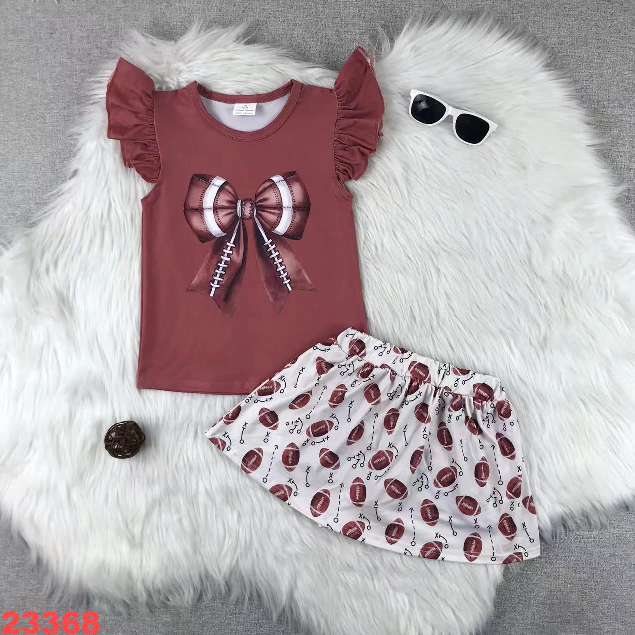 Girls' Football-Themed Short Sleeve Set