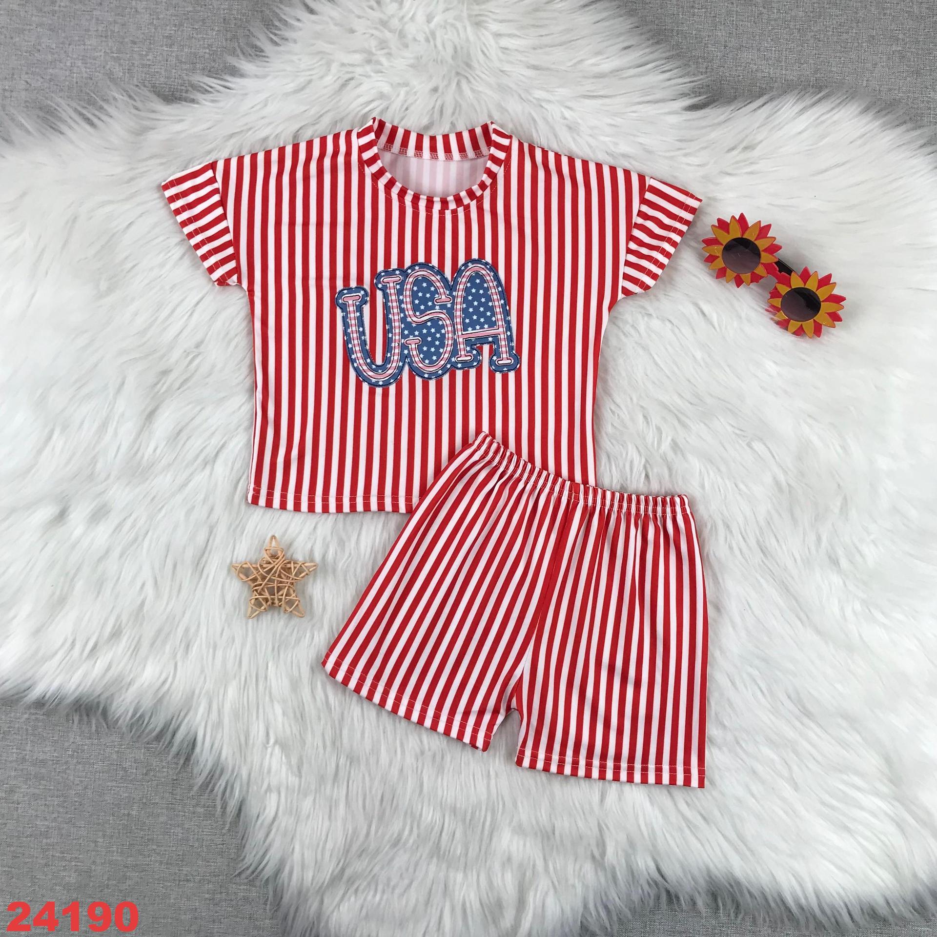 USA Striped Short Sleeve Set