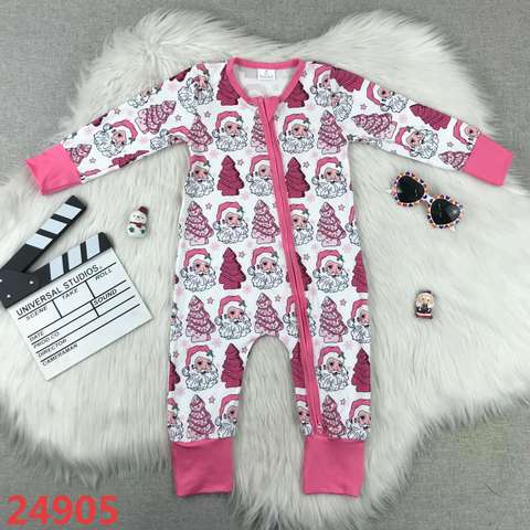 Santa and Christmas Tree Print Baby Romper