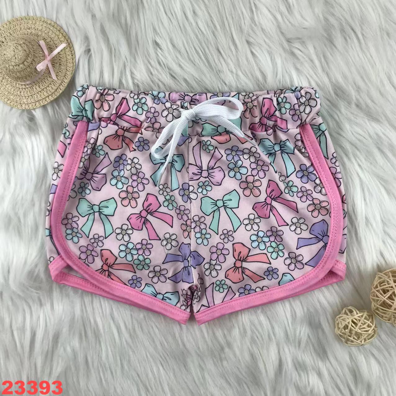 Printed Bow and Flower Patterned Shorts
